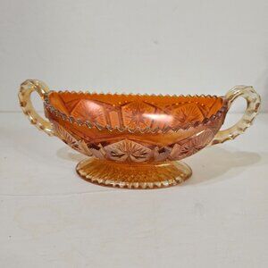 Star & File Imperial  MARIGOLD CARNIVAL GLASS 2 handled footed bowl/dish